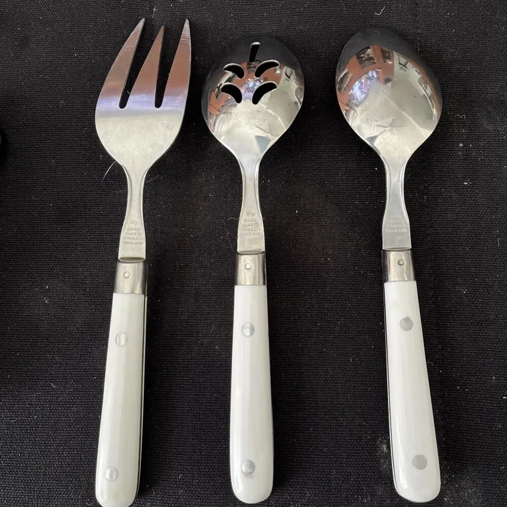 Washington Forge MARDI GRAS WHITE Stainless 3pc Serving Set Glossy Flatware